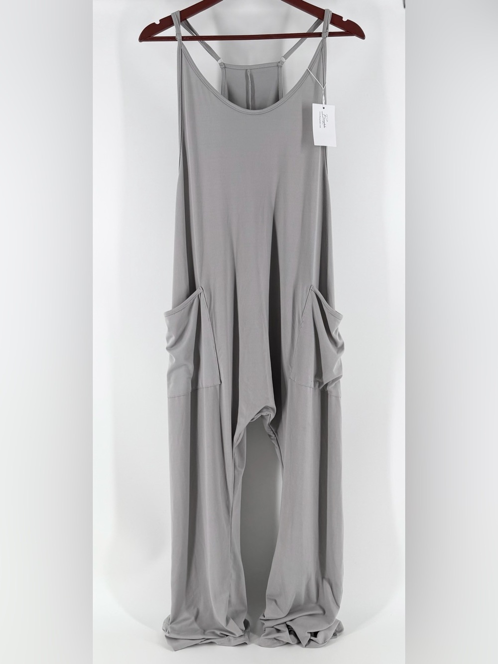 NWT Bumpbabe Grey Slouchy Harem Drop Crotch Maternity Jumpsuit Medium Super Soft